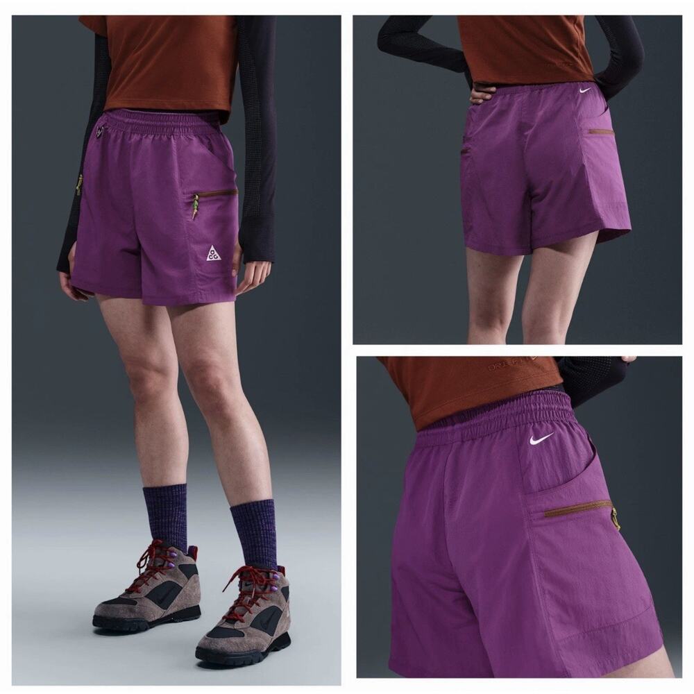 Women Sz Large NIKE Hiking Shorts Cargo ACG Death Bloom Berry Purple HV6387-505